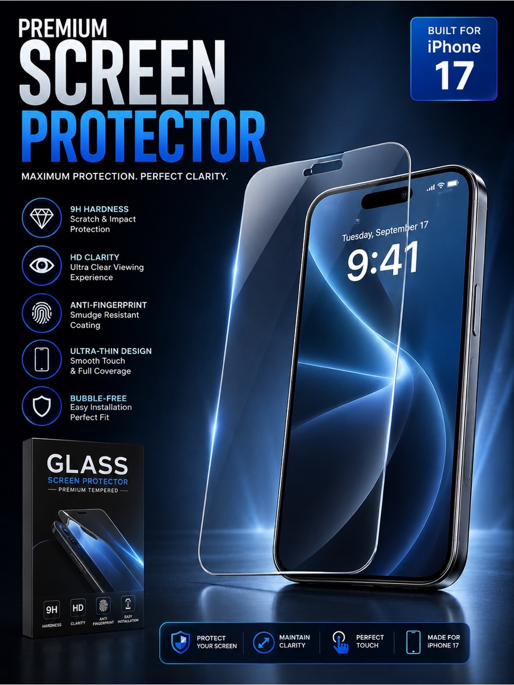 Clear Tempered Glass Screen Protector for iPhone - Ultra Clear - Picture 2 of 2